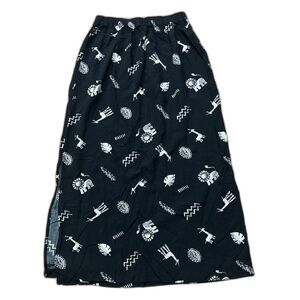 Leslie Fay Haberdashery Maxi Skirt Womens Small Petite Black Artsy Teacher